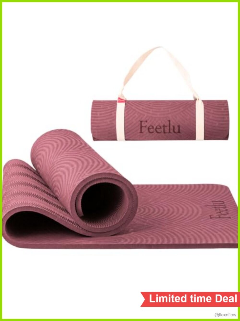 Extra Thick 12mm Non-Slip Exercise Mat with Yoga Strap